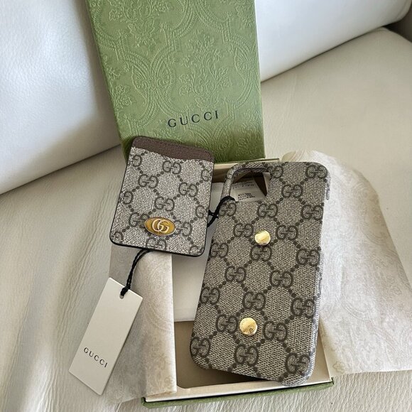 NEW GUCCI GG Supreme iPhone 13 Pro 701583 Cell phone case Brown - Picture 2 of 8
